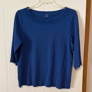 CJ Banks Royal Blue Scoop Neck Long Sleeve Top